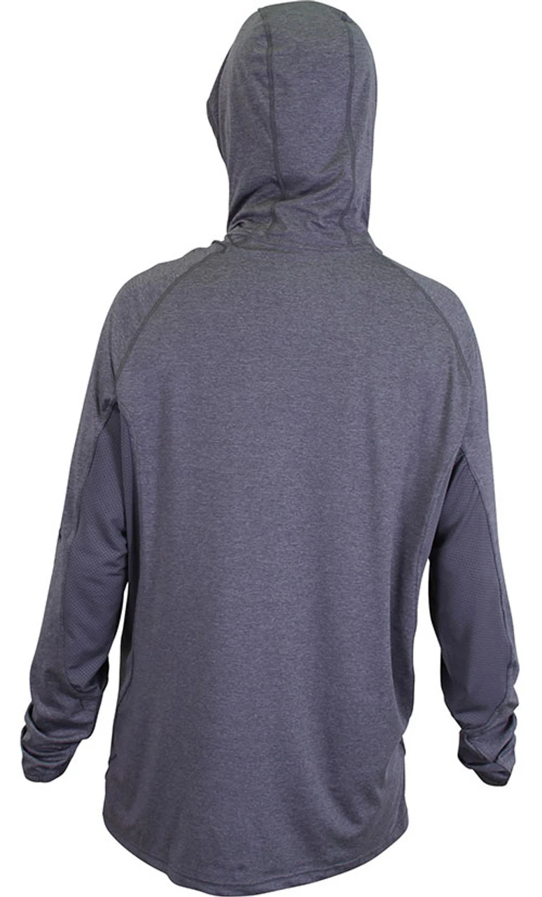 Aftco Barracuda GeoCool Hooded Long Sleeve Performance Shirt - Gray Heather - M 2 Aftco Barracuda GeoCool Hooded Long Sleeve Performance Shirt - Gray Heather - M - Image 2