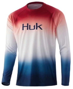 Huk Flare Fade Pursuit Long Sleeve Shirt - Americana - Large