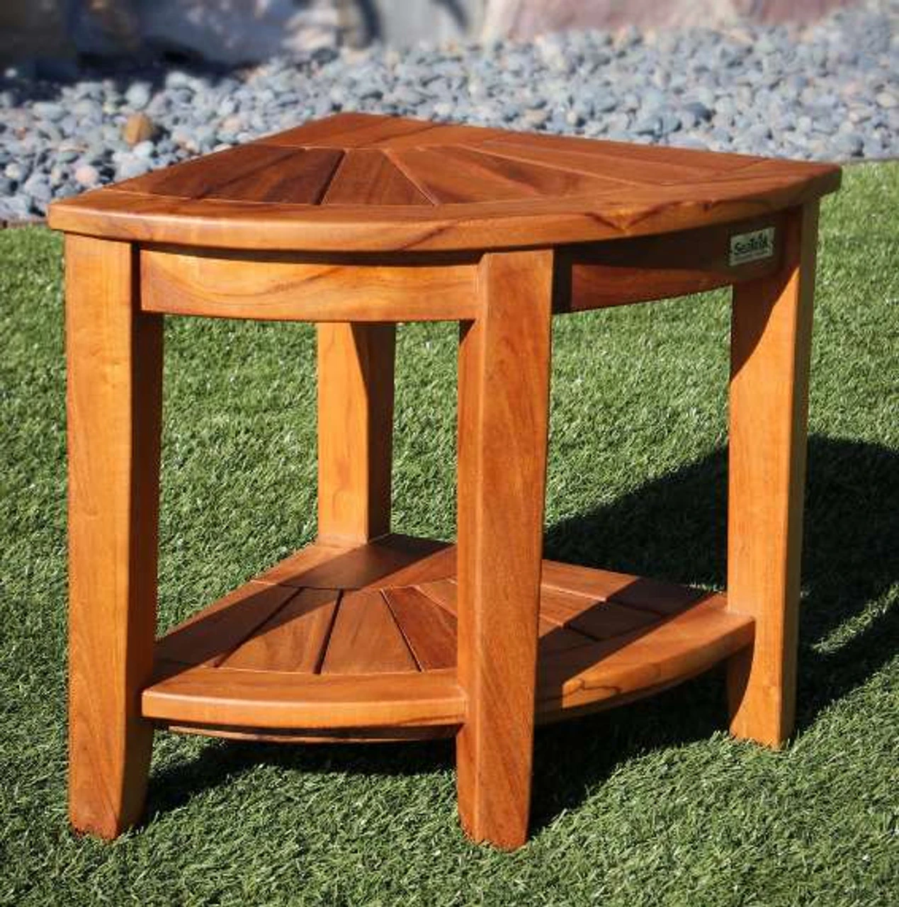 SeaTeak 60025 Shower And Spa Corner Seat - Oiled Finish 3 SeaTeak 60025 Shower And Spa Corner Seat - Oiled Finish - Image 3