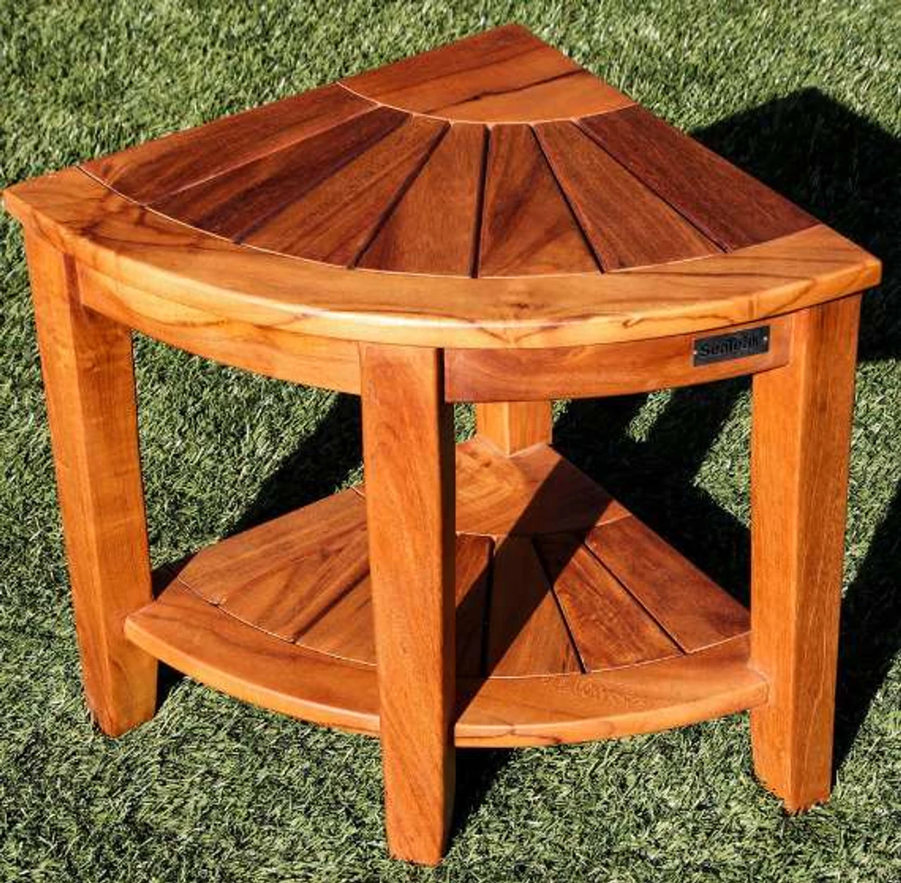 SeaTeak 60025 Shower And Spa Corner Seat - Oiled Finish 2 SeaTeak 60025 Shower And Spa Corner Seat - Oiled Finish - Image 2